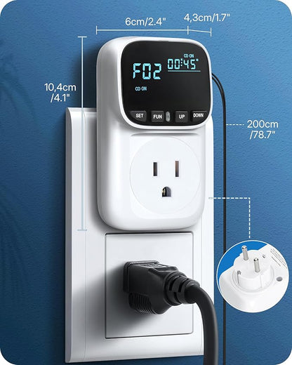 Digital Temperature Controller Outlet, 15A/1800W Heavy Duty Thermostat Plug, VA LCD Display, Heating/Cooling Control, -40°F~210°F, 4 Timer Modes, for Greenhouse Incubator Homebrew W01TC06