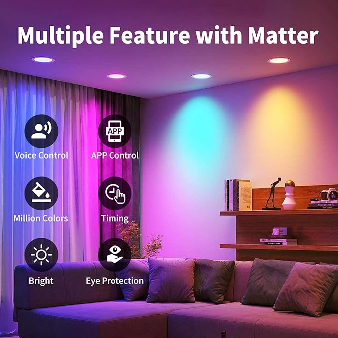 ANWIO Smart Light Bulb BR30 RGB Color Changing, LED WiFi Dimmable Multicolor Light Bulb E26 Base, Compatible with Alexa, Google Assistant, SmartThings, Hub Required, 650lm 8.5W(60W Equivalent) 2 Pack