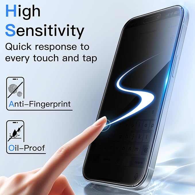 JETech 360 Degree Privacy Screen Protector for iPhone 15 Plus 6.7-Inch, 4-Way Anti-Spy Tempered Glass Film with Easy Installation Tool, 2-Pack