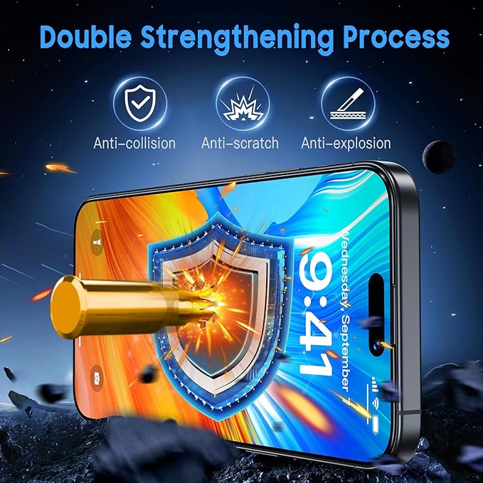 Uyiton for iPhone 15 Pro Matte Screen Protector, Anti-Fingerprint [Easy to Install] Anti-Reflection Shatterproof Full Coverage [Case Friendly] Anti-Glare 9H Tempered Glass Screen Cover, 2 Packs