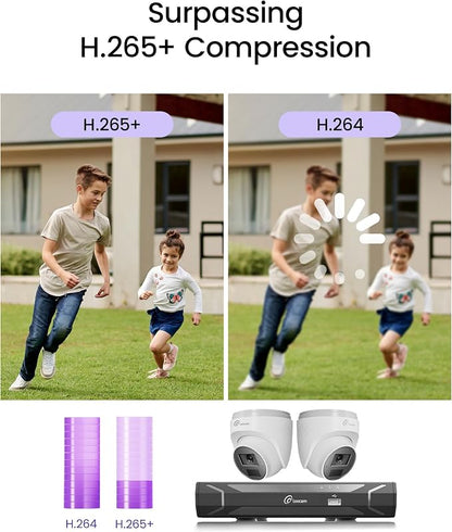 Loocam CCTV Security Camera System PoE 4K 8CH NVR with 2TB Hard Drive | Two Way Audio Dome Cameras, AI Human Vehicle Detection, 100ft IR Night Vision, 24/7 Recording, IP66 Waterproof, Remote Access