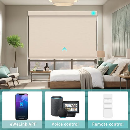 Changshade Smart Roller Shade with Remote Control Blackout Automatic Window Shades for Home Custom Size Motorized Blinds for Windows Compatible with Alexa,Google Home,Apple Homekit, Beige