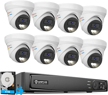 Anpviz 16CH PoE Security Camera System, 8pcs 5MP PoE IP Wired Cameras Outdoor, AI Human/Vehicle Detection, Color Night Vision, 12MP 4K 16CH Commercial H.265+ NVR with 4TB HDD for Businesses (H Series)