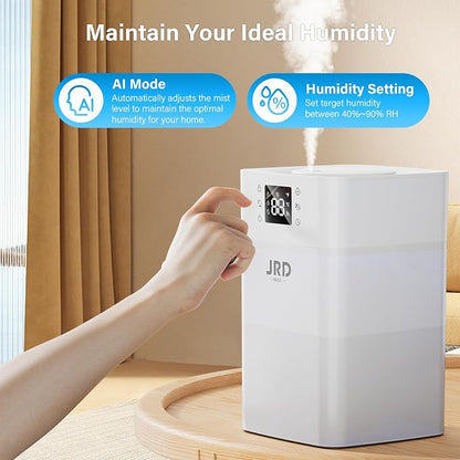 JRD Humidifiers 4L for Bedroom, Cool Mist Humidifier for Large Room, 40H Runtime, Night Light, 360° Nozzlefor Home, Office, Baby Nursery, Plants