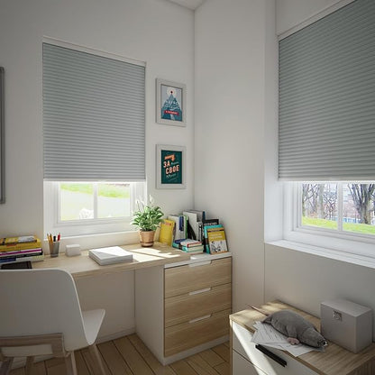 Changshade Custom Blinds Cellular Shades Blackout Cordless for Indoor Windows, Honeycomb Blind Room Darkening Black Out Shade for Bedroom, Bathroom, Nursey, Heat Light Blocking Easy Install, Grey