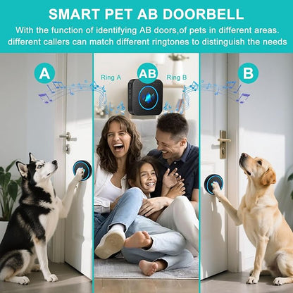 Dog Door Bell for Potty Training, Smart Wireless Doggie Doorbell to Go Outside, 1000 Feet Long Range with IP65 Waterproof Super-Light Touch Button (3 Button)