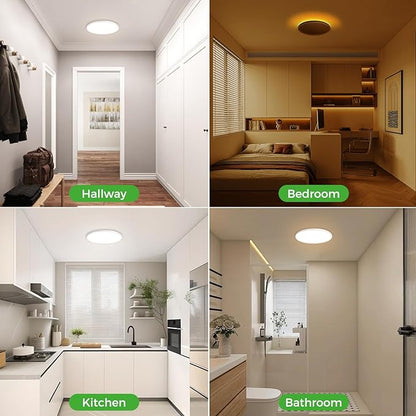 zemty 9 Inch Flush Mount Ceiling Light Fixture with Night Light 1800K, 2 Pack 3000K/4000K/6500K Selectable Ceiling Lights, Low Profile Ceiling Lighting for Bedroom Bathroom Kitchen-White