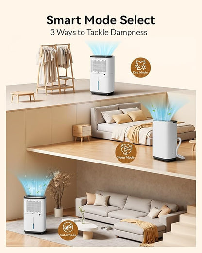 3000 Sq. Ft. Dehumidifier for Basement, 30 Pint Quiet Dehumidifiers for Home with Drain Hose, Smart Humidity Control, 24H Timer & Child Lock, Ideal for Large Rooms, Bathroom, Bedroom, Garage