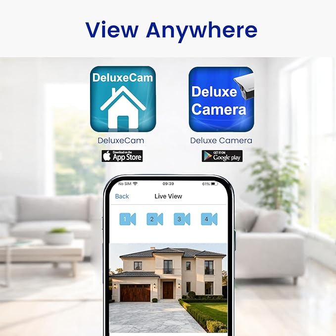 CasaCam Deluxe Wireless Security Camera System | 2 1080p Floodlight Cameras and one 7" Touchscreen Monitor | AC Powered, Two-Way Audio, Free APP, 32GB SD Card and Battery Installed, Model VS5002