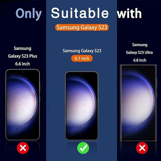 Milomdoi [3+3 Pack] for Samsung Galaxy S23 Privacy Screen Protector Tempered Glass Accessories 3 Pack Privacy Screen Samsung Galaxy S23 5G 3 Pcs camera Lens Protector Case fingerprint Suitable