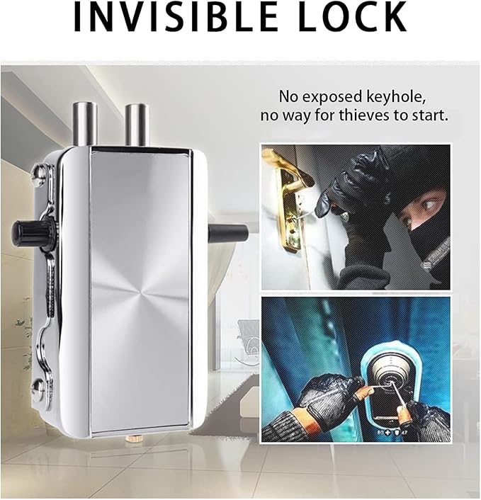 Electronic Deadbolt Door Lock, High Quality Anti-Theft Remote Deadbolt Door Lock Zinc Alloy Remote Lock for Door with 4 Remote Control for Home Office - Remotes Unlocking
