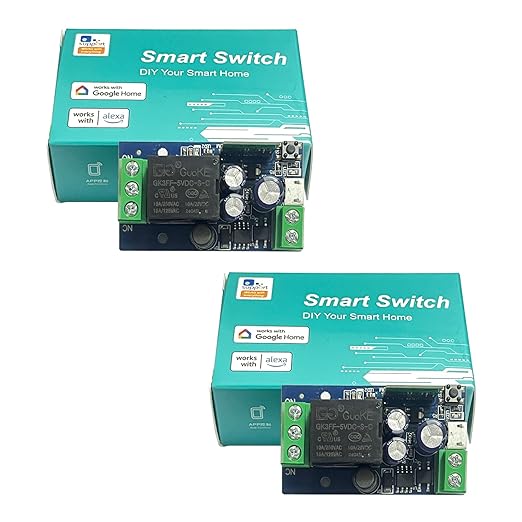WiFi Smart Switch, Ewelink Smart Relay Module, Compatible with Alexa Google Home, USB 5v/12v/24v/48v Inching Selflock Remote ON Off(2 Pack)