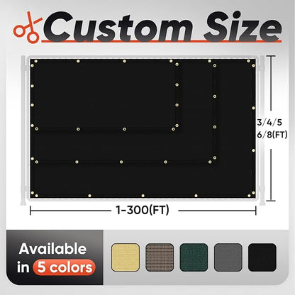 4'X32' Privacy Screen Fence 90% Blockage Heavy Duty Fencing Mesh Shade Net Cover for Wall Garden Yard Backyard Black (We Make Customized)