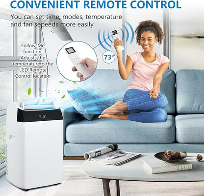GAOMON 14000 BTU Portable Air Conditioners With Remote Control,3-In-1 Free Standing Cooling AC Unit With Fan & Dehumidifier,Smart/Sleep Mode,3 Speed,Auto Swing,24H Timer,White Lid