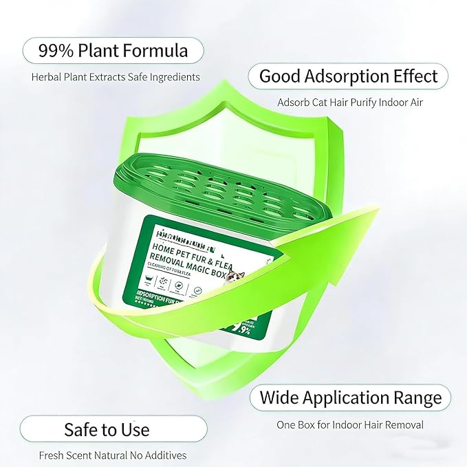 Home Pet Fur & Odor Removal Magic Box, Portable Pet Hair Remover & Odor Eliminator, 360° Cleaning Coverage for Sofa Carpet Bed, Ideal for Home Bedroom Living Room Pets Areas (2)