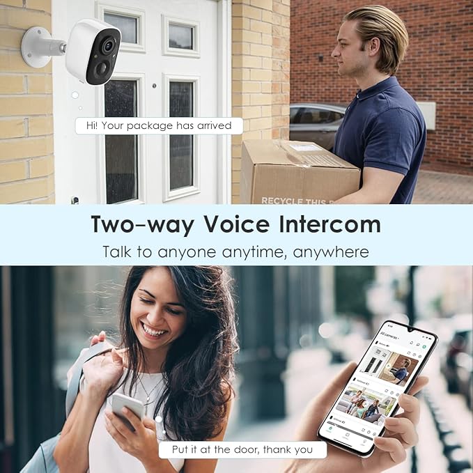 GMK Security Cameras Wireless Outdoor 4 Pack, 2K Battery Powered Cameras for Home Security, Color Night Vision, Motion Detection, 2-Way Talk, IP65 Waterproof, Remote Access, Cloud/SD Storage
