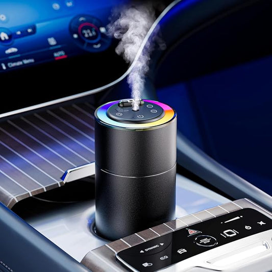 Smart Car Air Freshener Diffuser - 160ml Lasts Up to 6 Months, Leakproof Auto On/Off Vibration Sensor, 3 Adjustable Mist Modes, Star Lights & Sound-Sync RGB (Rose)