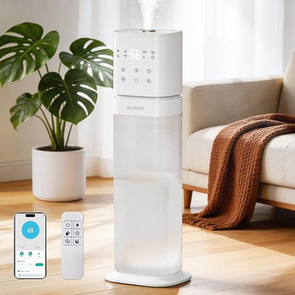 Humidifiers for Bedroom 2.1Gal/8L, Smart Humidifier for Large Room, Cool Mist Humidifiers for Home Kids Plants, Top Fill Humidifier with Extension Tube, WIFI APP & Voice Control, White