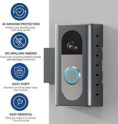 KIMILAR Anti-Theft Video Doorbell Mount Compatible with Most Wireless Video Doorbell, Adjustable Mounting Bracket Accessories for Houses, Apartments, Businesses