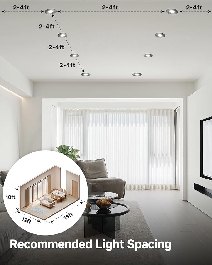 Ensenior 12 Pack 4 inch 5CCT LED Gimbal Led Recessed Light with Junction Box, 360°+90° Adjustable Directional Lighting, Dimmable, CRI90+, 2700K/3000K/3500K/4000K/5000K, 900LM, 10W=85W-ETL&FCC, Black