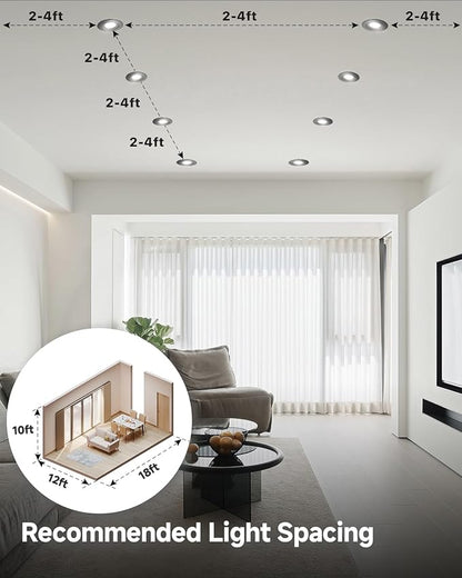 Ensenior 12 Pack 4 inch 5CCT LED Gimbal Led Recessed Light with Junction Box, 360°+90° Adjustable Directional Lighting, Dimmable, CRI90+, 2700K/3000K/3500K/4000K/5000K, 900LM, 10W=85W-ETL&FCC, Black