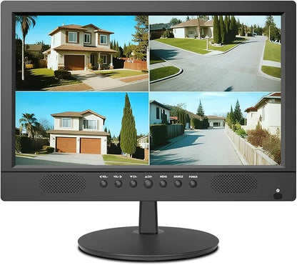 Jexiop 16inch Security Monitor,Wall-Mounted Monitors Supports USB/Full Format Video Playback,CCTV Monitors with AV/HDMI Input/VGA/BNC,Built-in Speaker,Remote Control