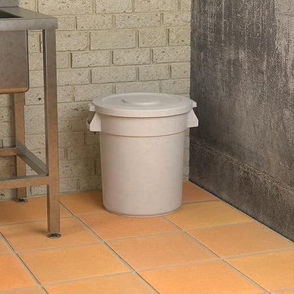 20 Gallon White Round Commercial Trash Can with Lid, Heavy-Duty Food Grade NSF Certified, Perfect for Restaurant, Office, School, Garage, Backyard, Workshop, Warehouse