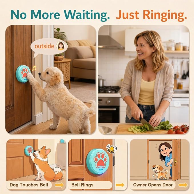 ChunHee Bells for Dog Training to Go Outside - Dog Door Bell with 36 Custom Sounds | Bell for Dogs to Ring to Go Potty | 5 Adjustable Volume(0-115dB) | Teach Puppies to Signal to Go Outside