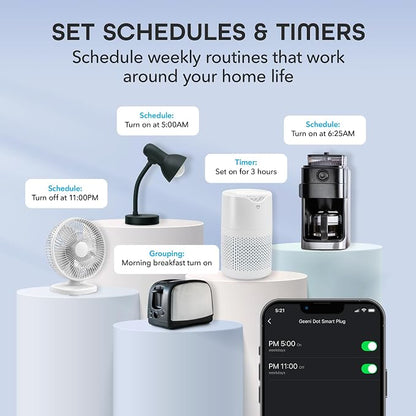 Geeni Dot Plug, 2.4 GHz Wi-Fi, Fire-Resistant, Schedule & Timer, 1-Pack | Compatible with Alexa and Google Home, schedule and automate power