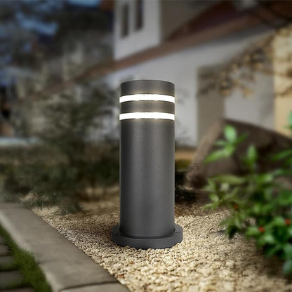 ASD 12" Round Bollard Light Fixture, Outdoor Pathway Floor Lamp | Antiglare, Waterproof, ETL Listed | 60W E26 Bulb Socket 120V | Landscape Hardwired Lighting, Exterior Post Lantern | Black