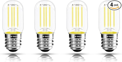 2.5 in E17 Intermediate Base LED Filament Bulb 360 Lumens, 5000K Daylight White Dimmable Appliance Bulb AC 120V, UL Certified T8 Microwave Light Bulbs Under Hood for Refrigerator Stove 4Pack
