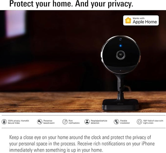 Eve Cam (2 Pack, Apple Home) – Smart Indoor Camera, 1080p Resolution, Wi-Fi, 100% Privacy, HomeKit Secure Video, iPhone Notifications, Microphone and Speaker, Night Vision, Flexible Installation