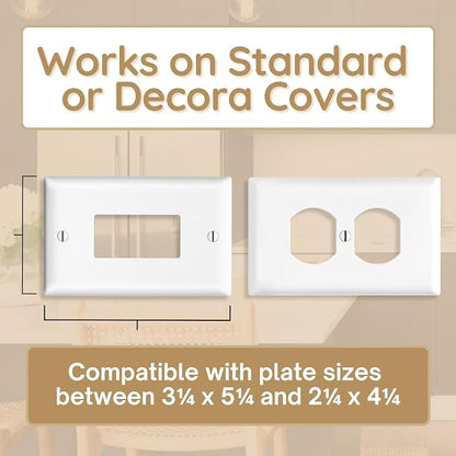 Power Perch Horizontal Outlet Shelf, Renter Friendly Shelves, 1-Pack White | No Drill Alexa Stand Holder Outlet Mount for Bathroom, HomePod Stand, Cord Storage Strap, WiFi Router Wall Shelf, USA Made