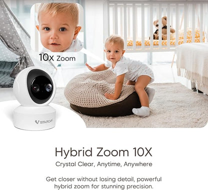 VSTARCAM 2K Dual Lens Indoor Security Camera, 10X Hybrid Zoom WiFi Camera for Home Security, 360° AI Tracking Pet Baby Monitor, Color Night Vision, 2-Way Audio, Support Cloud & 256GB SD Card Storage