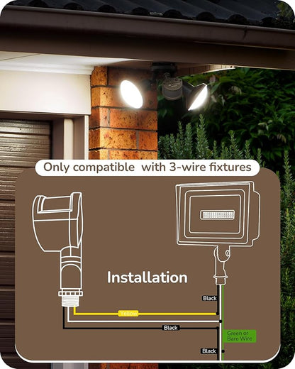 EDISHINE Motion Sensor, 180-Degree Replacement Motion Detector for Security Floodlights, Adjustable Time & Detection Sensitivity Range Up to 60 Feet, 3 Modes Pir Motion Sensor, Brown, UL Listed