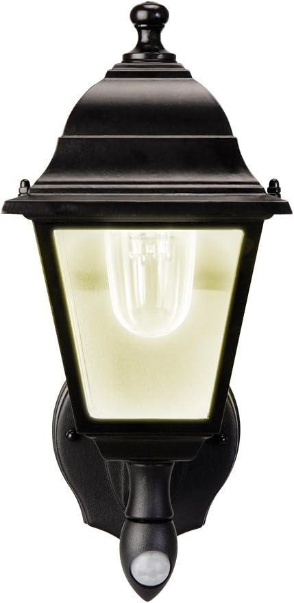 MAXSA 43319-RS Battery-Run Motion-Activated Outdoor Metal Sconce Black