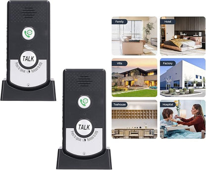 Wireless Intercom Doorbells, Adjustable Voice Intercom Home Smart 2 Way Talk Doorbell, Electronic Doorbell for Hospitals, Hotels, Factories, Teahouses (Black)
