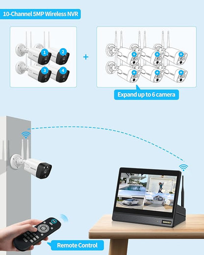(2026 Update) Wireless WiFi Outdoor Security Camera System with Monitor, Built-in Screen NVR, Dual Antenna Cameras 55% Stronger Signal, 130° Wide Angle, 65ft Night Vision, 2-Way Audio, No Monthly Fee