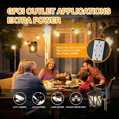 Ehaho Porch Lights with Outlet, Dusk to Dawn Outdoor with Outlet Built-in, Waterproof Anti-Rust Aluminum Outside Light with GFCI Outlet, Wall Sconce Light with Plug for Front Door (Black 1PC)