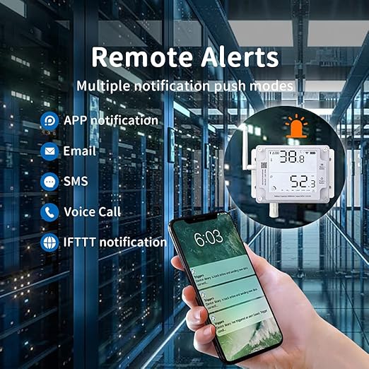 GS1-A Smart WiFi Thermometer Hygrometer, IP65 Temperature & Humidity Data Logger, Device Sharing, Scheduled Reports, Multiple Alerts, Local Deployment, Alexa/IFTTT (2.4GHz WiFi)