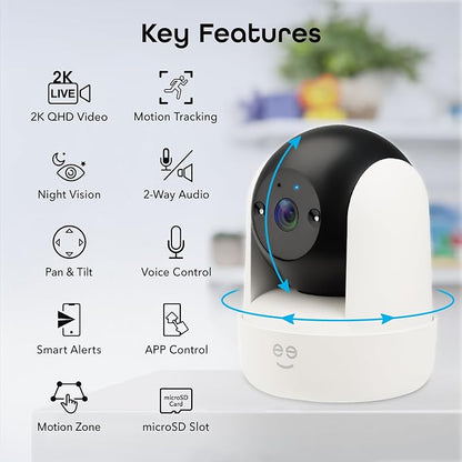 Geeni Orbit 3MP Smart PTZ Security Camera, 2K HD, Pan & Tilt Auto-Follow