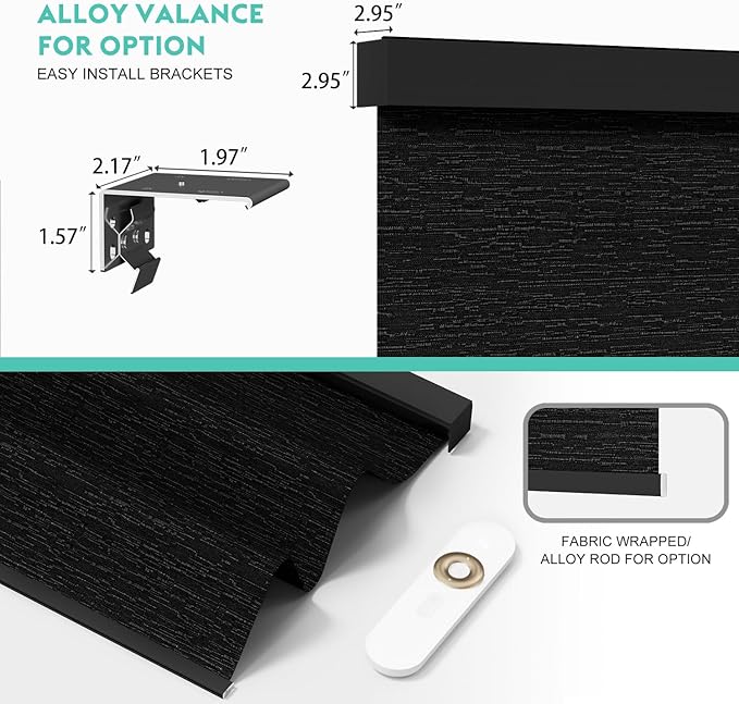 Motorized Blinds with Remote, Blackout Smart Automatic Electric Blinds for Windows Compatible with Alexa Homekit, Cordless Indoor Motorized Roller Shades with Custom Size（Black Luminous）