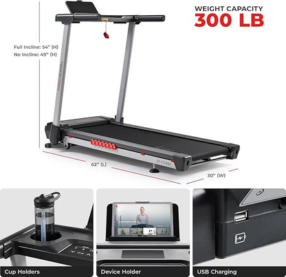 Sunny Health & Fitness Exercise Treadmills Double Deck Sizes and Incline Features with Bluetooth & SunnyFit App