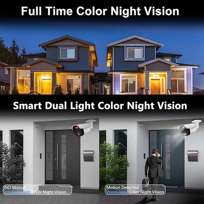 5MP PoE IP Bullet Camera Outdoor, Full Color Security IP Camera with Smart Dual Light, Two Way Talk, 98ft Night Vision, 110°Wide Angle, Human/Vehicle Detection