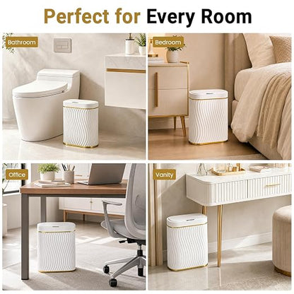 Ogikey Bathroom Trash Can with Lid, 5 Gallon Automatic Touchless Garbage Can, Motion Sensor Smart Trash Bin, Slim Waterproof Waste Bin for Living Room, Bedroom, Office, Kitche