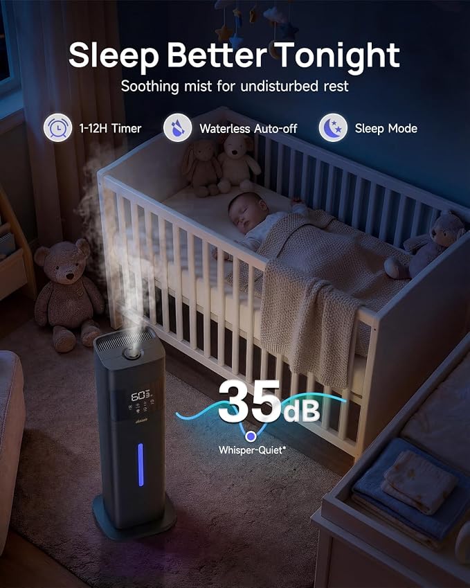 Humidifier Large Room, 2.1Gal/8L Cool Mist Humidifiers for Bedroom