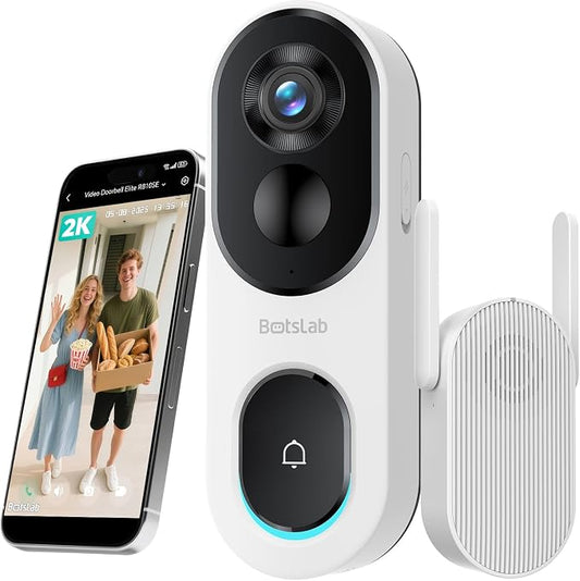 BOTSLAB Doorbell Camera Wireless, 2K Head-to-Toe View, No Subscription