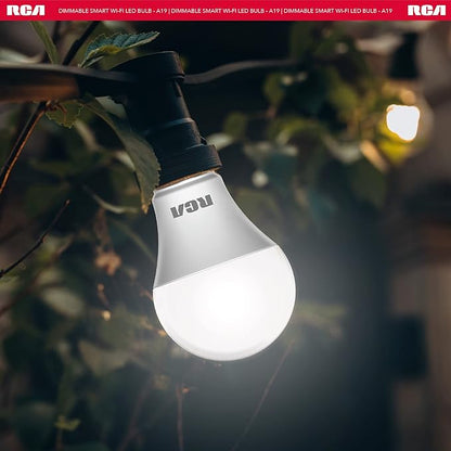 RCA Smart Light Bulbs, WiFi LED Light Bulb, Dimmable LED Lights, Dimmable 800 Lumens 10W (60W EQ A19), Compatible with Alexa and Google, Control from Anywhere with Smartphone, 2700K Soft White, 2-PK