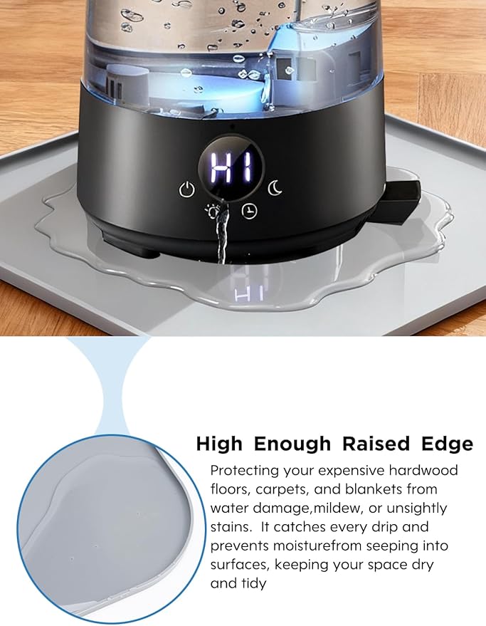 Silicone Humidifiers Tray for LEVOIT, Dreo, Homvana, ASAKUKI Humidifiers - Leak-Proof & Moisture-Proof Design, Floor Drying Function to Protect Floor Surface