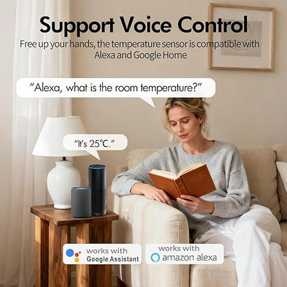 eMylo WiFi Thermometer Hygrometer Sensor, Smart Wireless Indoor Temperature Humidity Monitor with App Alerts, Free Data Storage Export, for Home Room Pet Greenhouse, Compatible with Alexa, 4 PCS